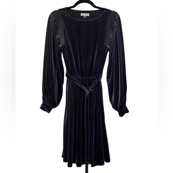 Calvin Klein Dresses & Skirts - Calvin Klein Gray Velvet Midi Dress